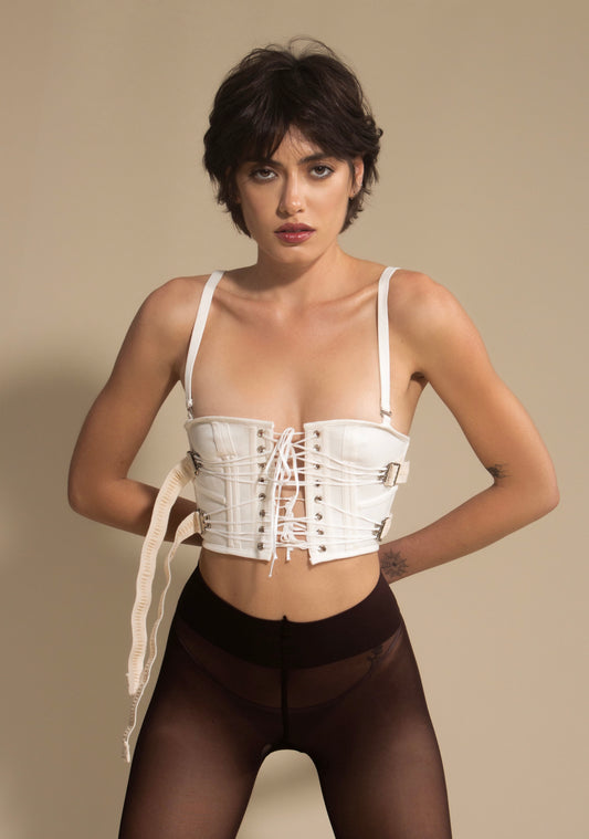 Buckle Corset in Pearl