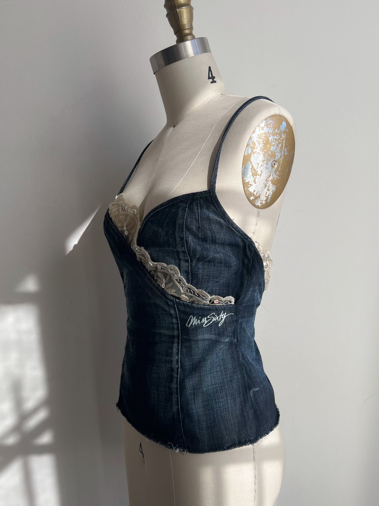 Sequined Denim Bustier (S/M)