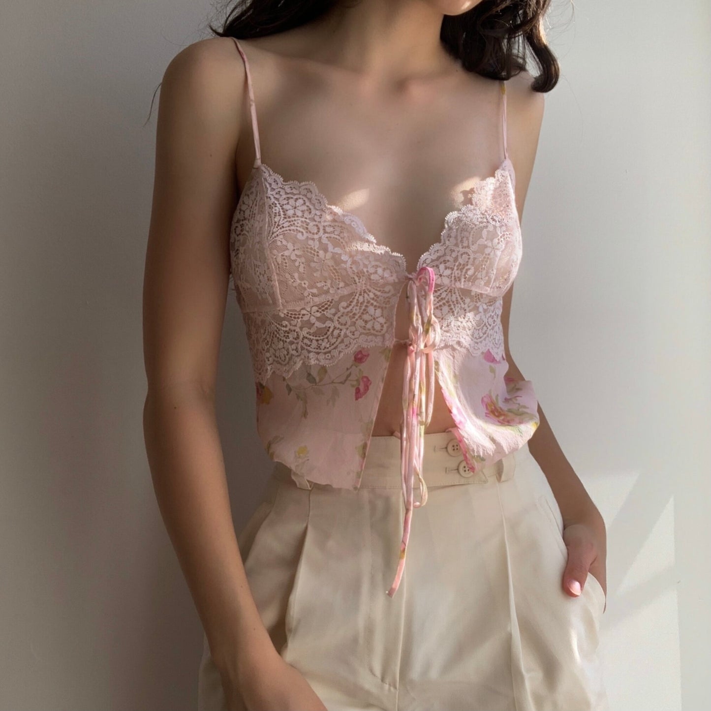 Floral Silk Tie Top (XS/S)