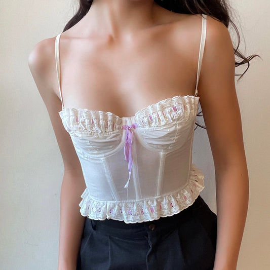French Cotton Ruffle Corset (32B/32C)