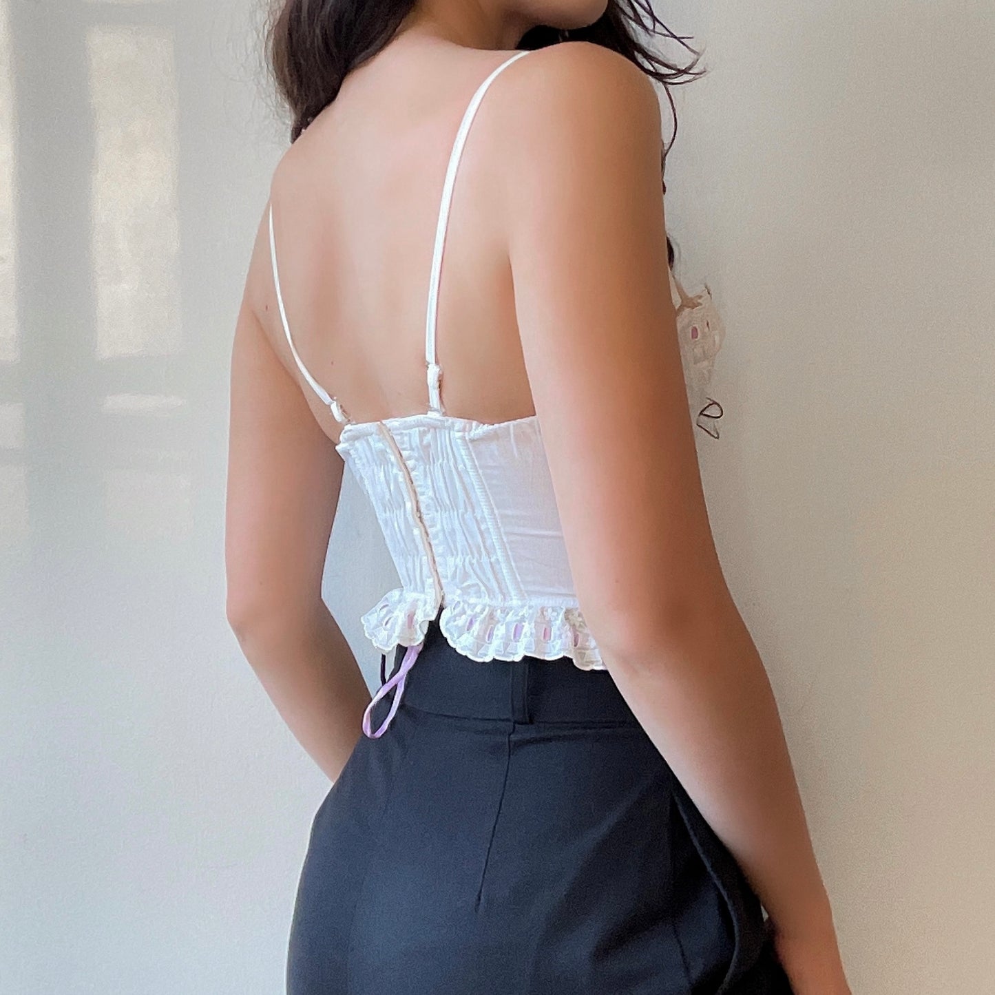 French Cotton Ruffle Corset (32B/32C)