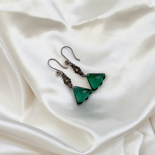 Green Glass Earrings