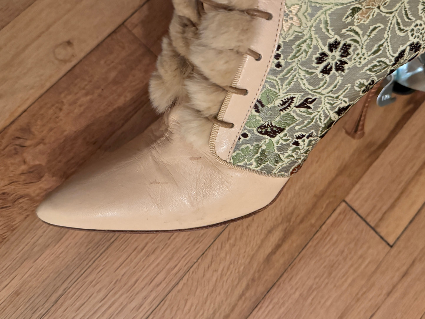 Tapestry Fur Boots (7.5 US)