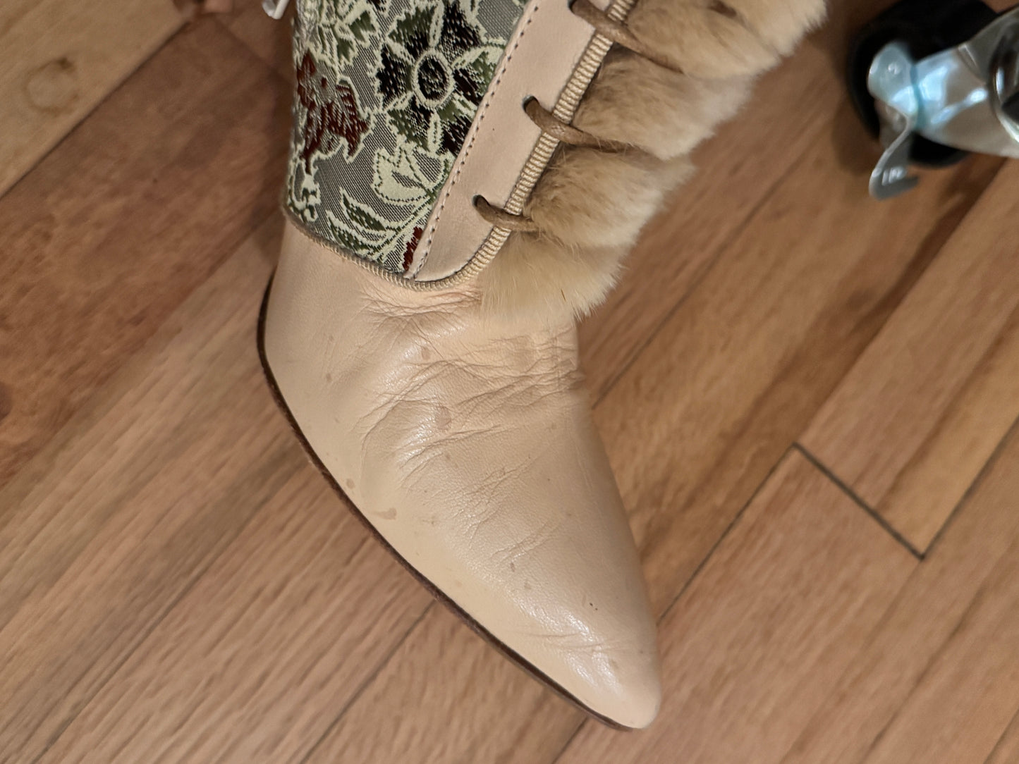 Tapestry Fur Boots (7.5 US)