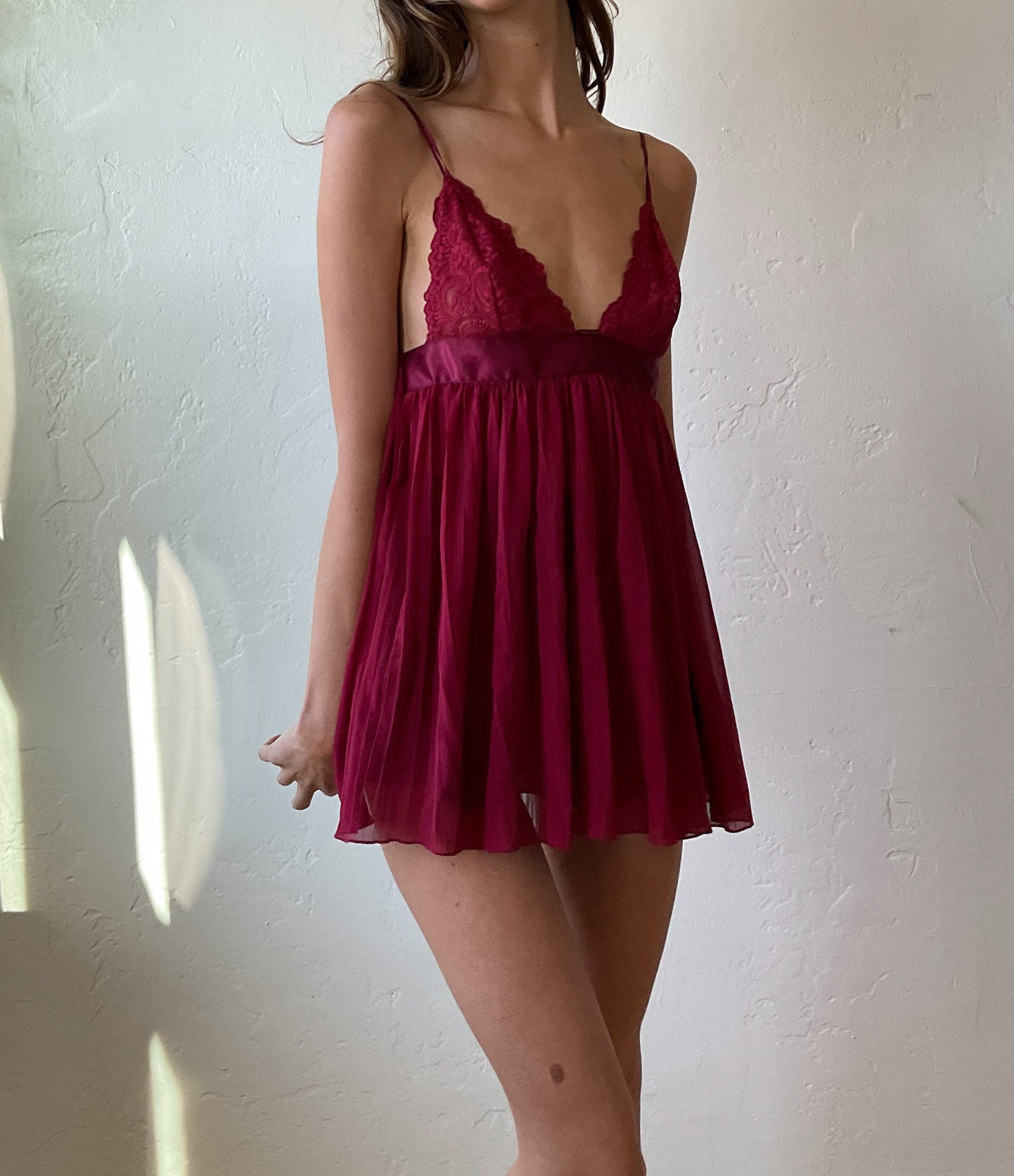Bordeaux Babydoll Dress (XS/S)