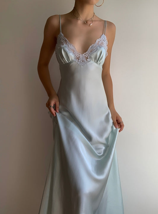 Ice Blue Satin Gown (S)