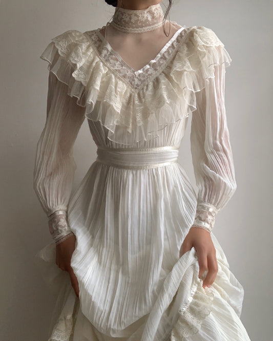 Gunne Sax Plisse Ruffle Gown (S)