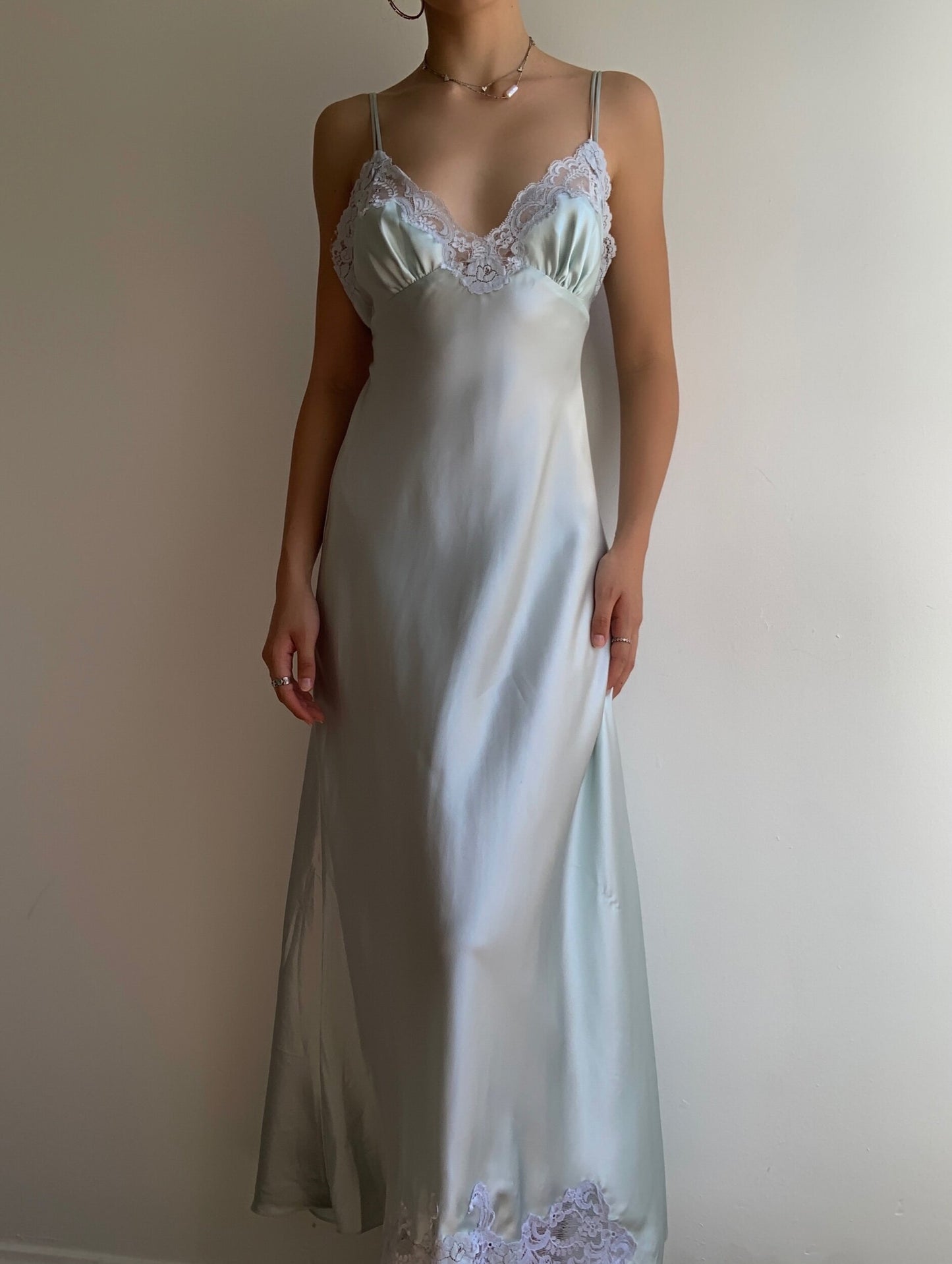Ice Blue Satin Gown (S)