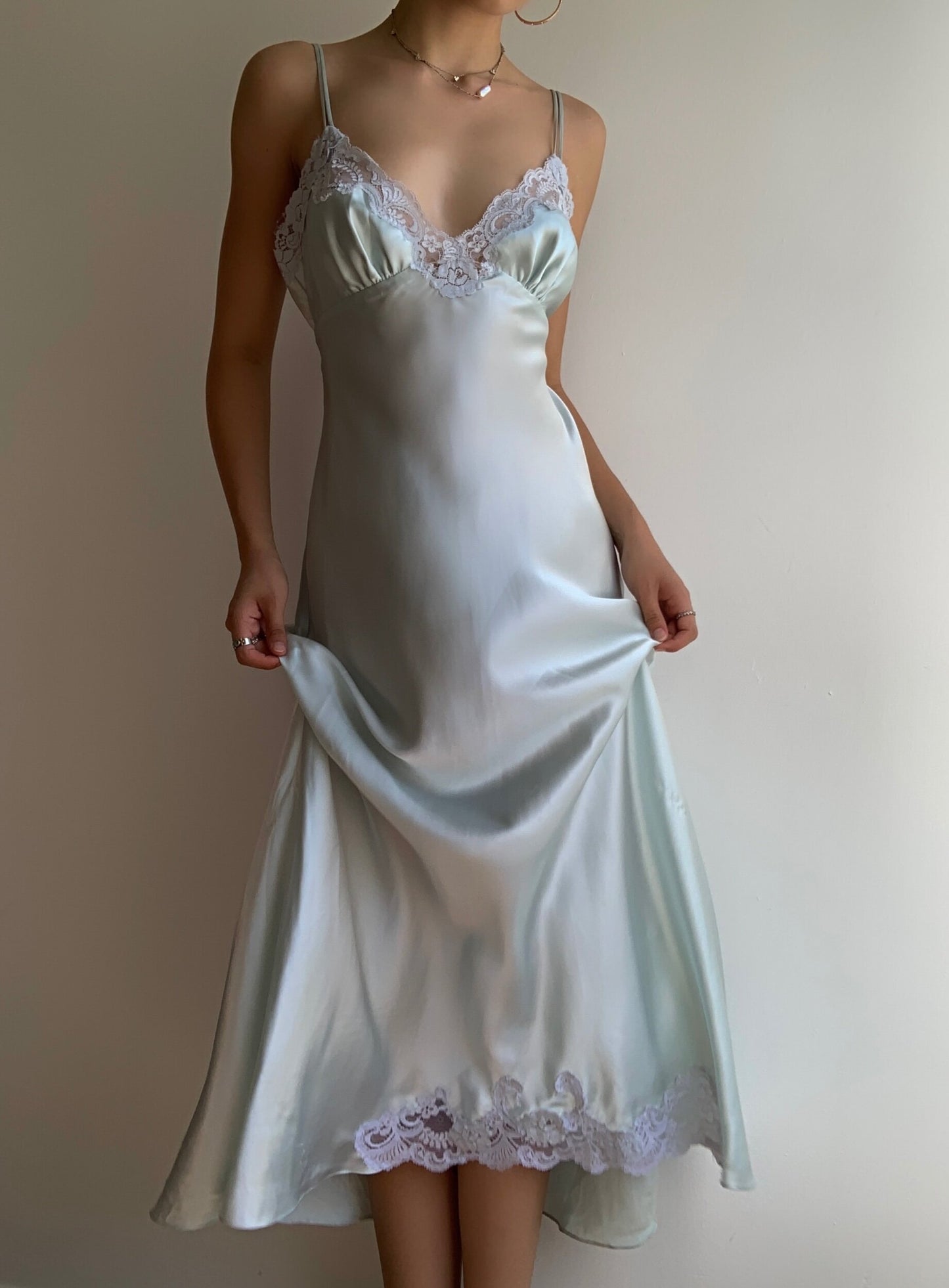Ice Blue Satin Gown (S)