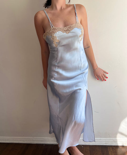 Ice Blue Satin Gown (M/L)