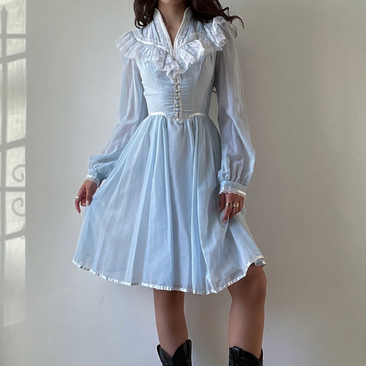 Gunne Sax Blue Bird Dress (XS/S)