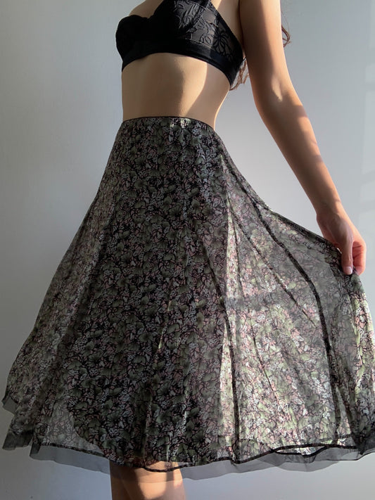 Silk Floral Skirt (29")