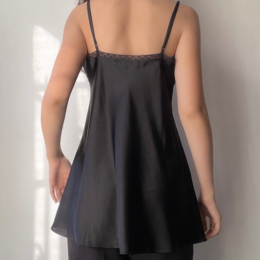 Black Satin Tie Top (S/M)