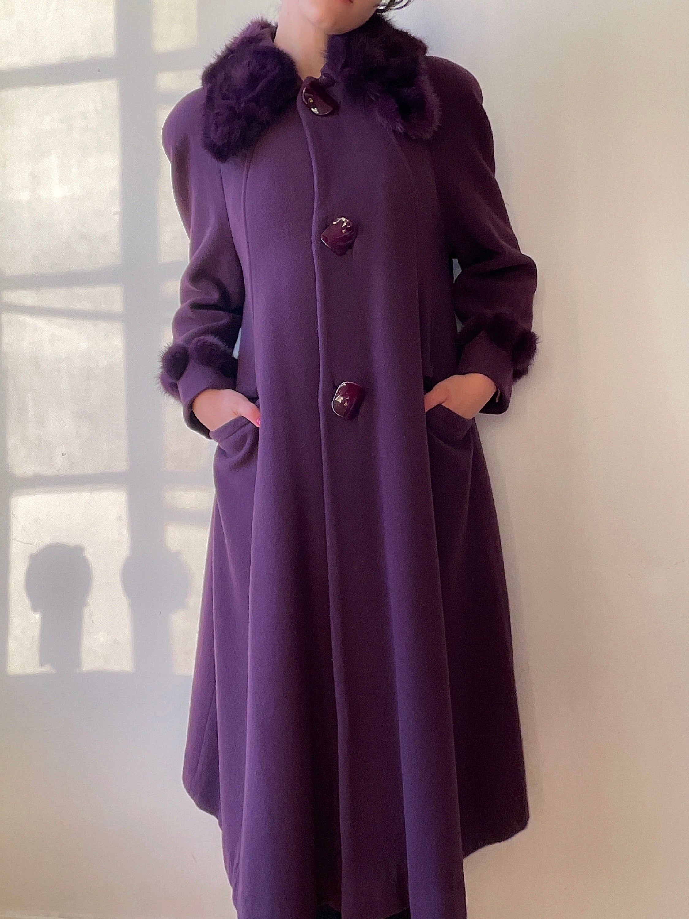 Vintage purple Wool Coat/ XL buy - XXL