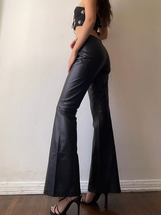 Buttery Flared Leather Trousers