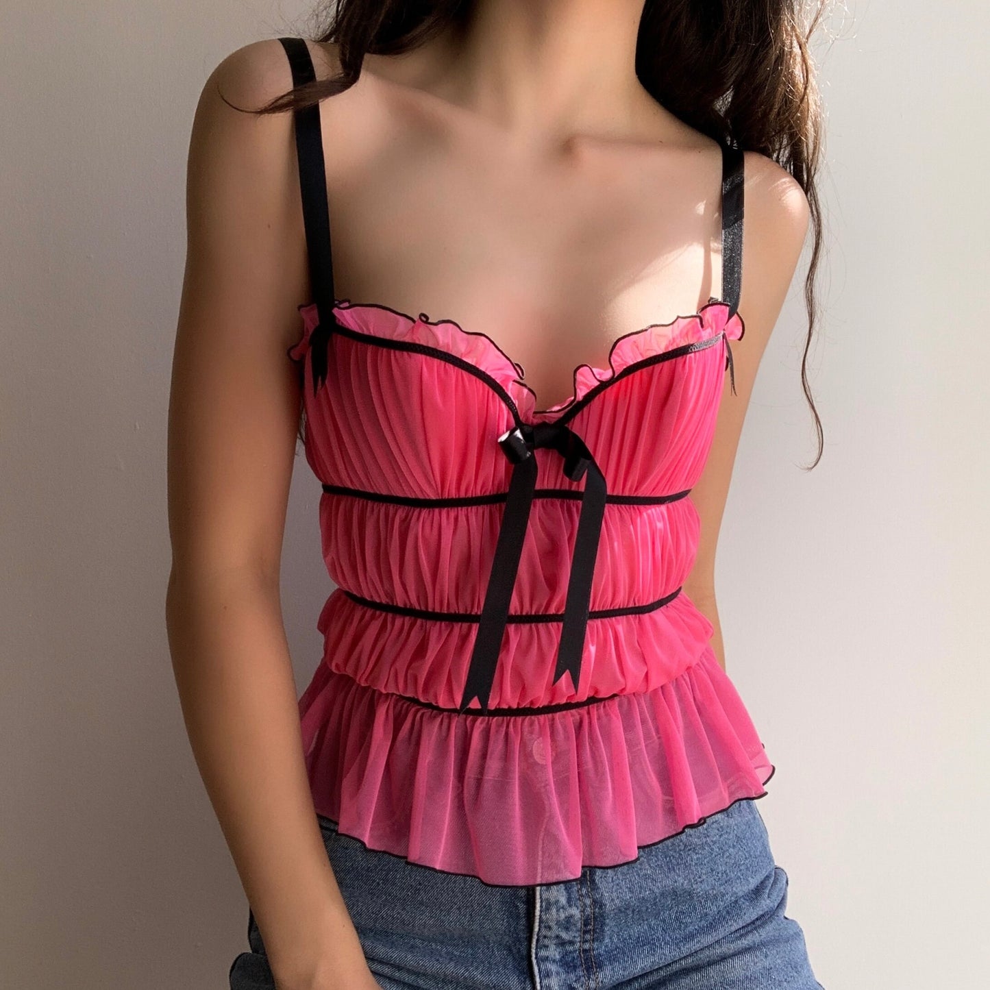 Pink Ruched Bustier (34B/32C)
