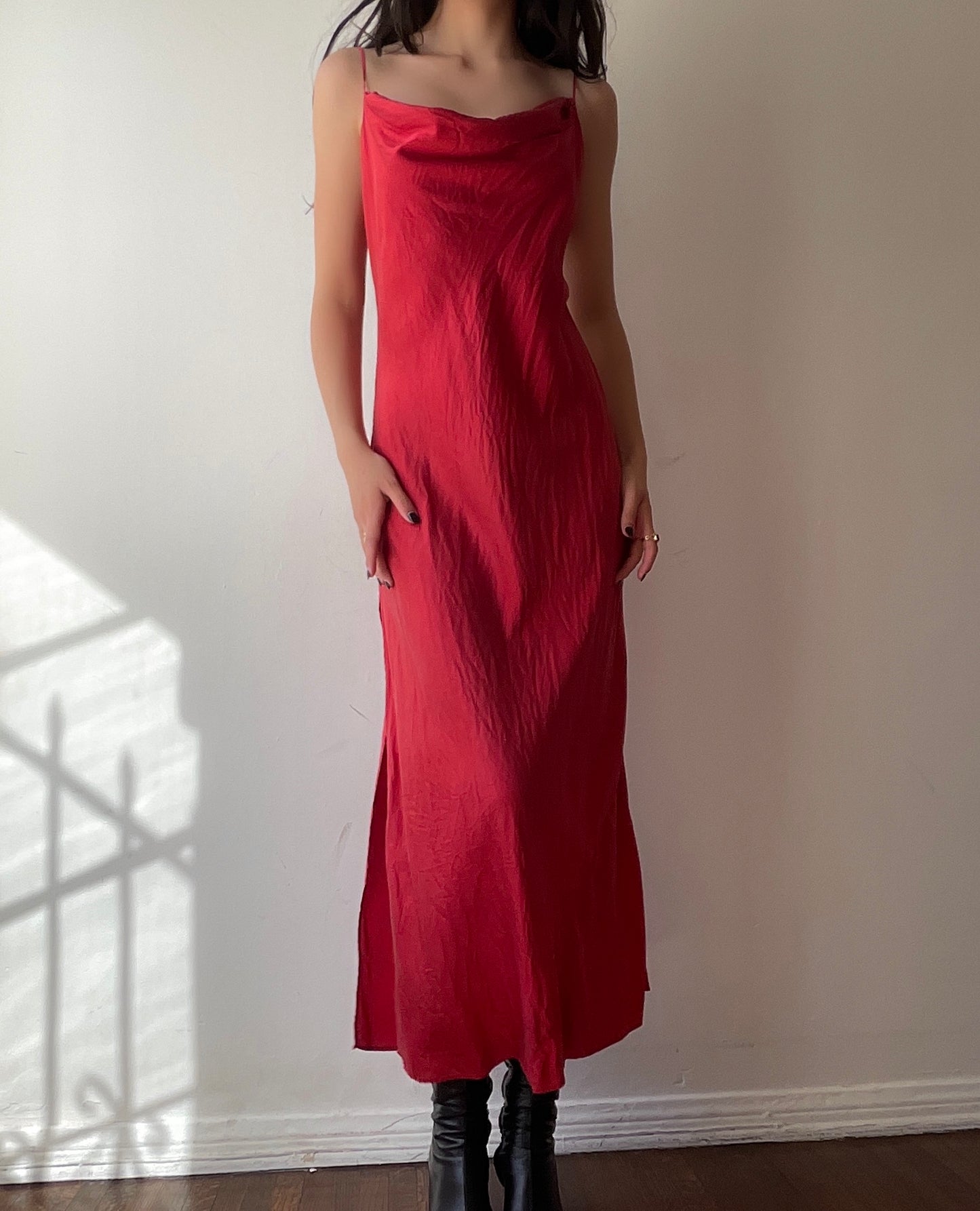 Cherry Silk Gown (S/M)