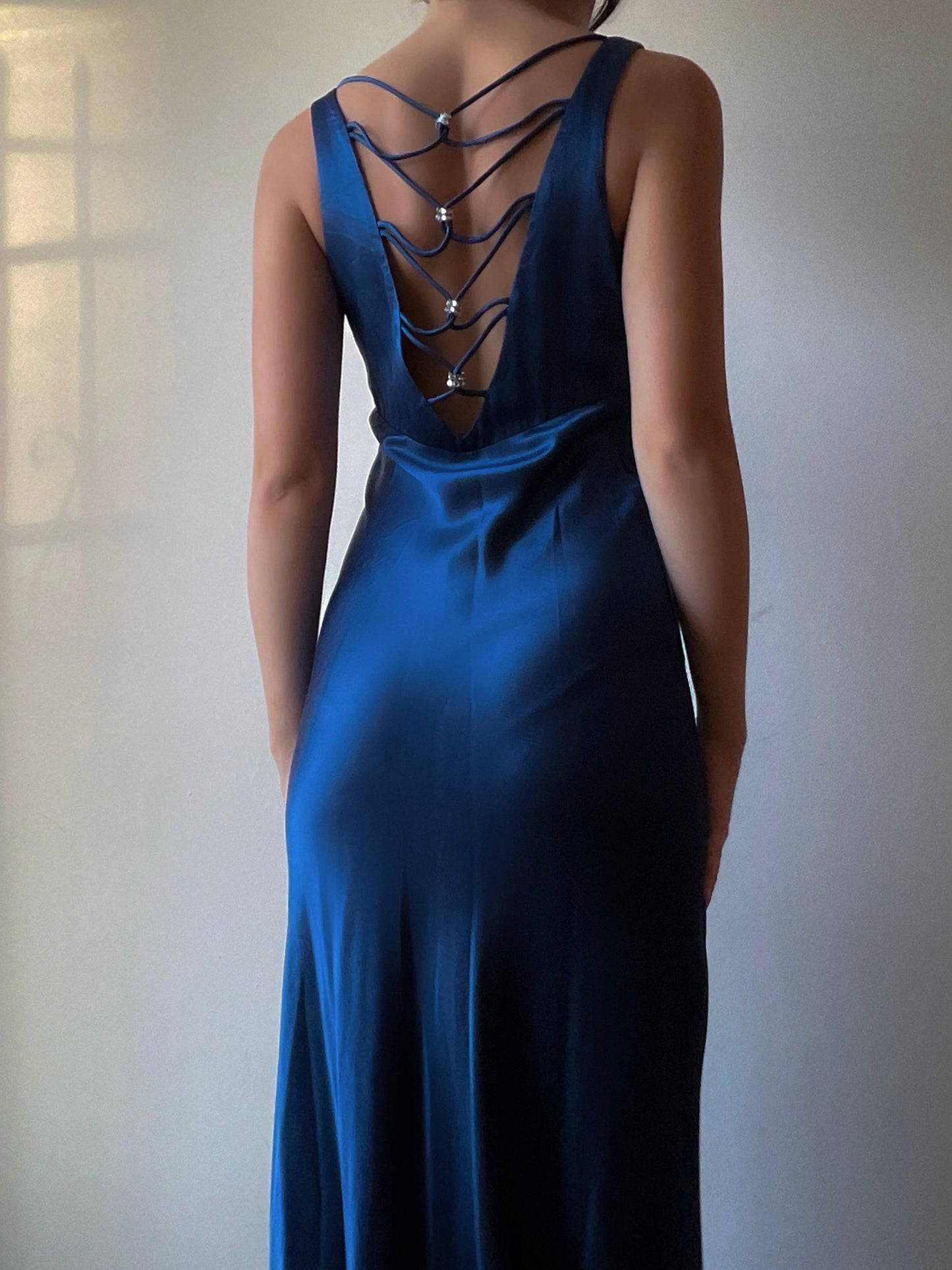 Sapphire Satin Gown (S/M)