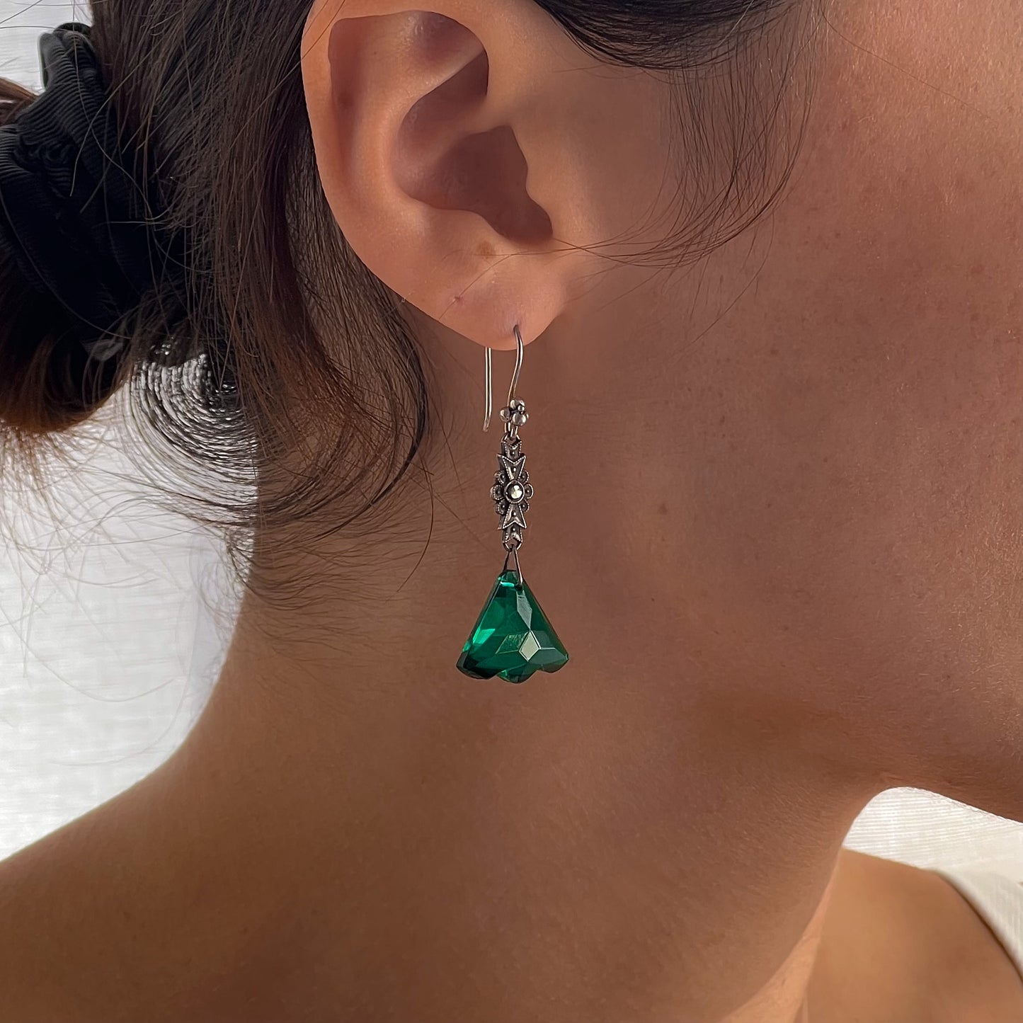 Green Glass Earrings