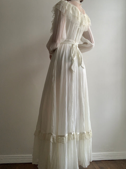 Gunne Sax Plisse Ruffle Gown (S)