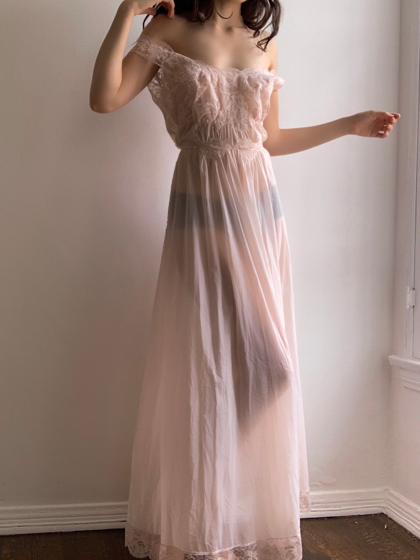 Pink Lace Peignoir Dress (S)