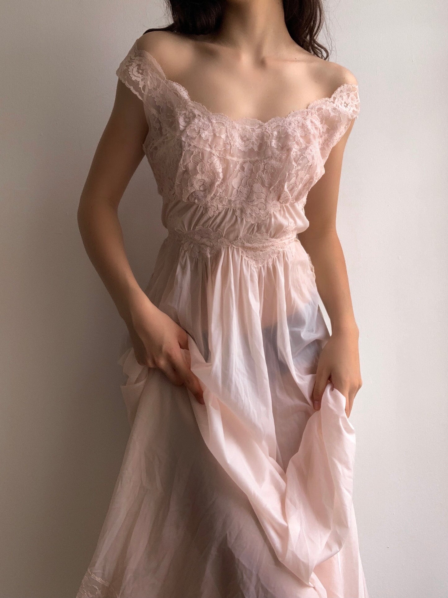 Pink Lace Peignoir Dress (S)