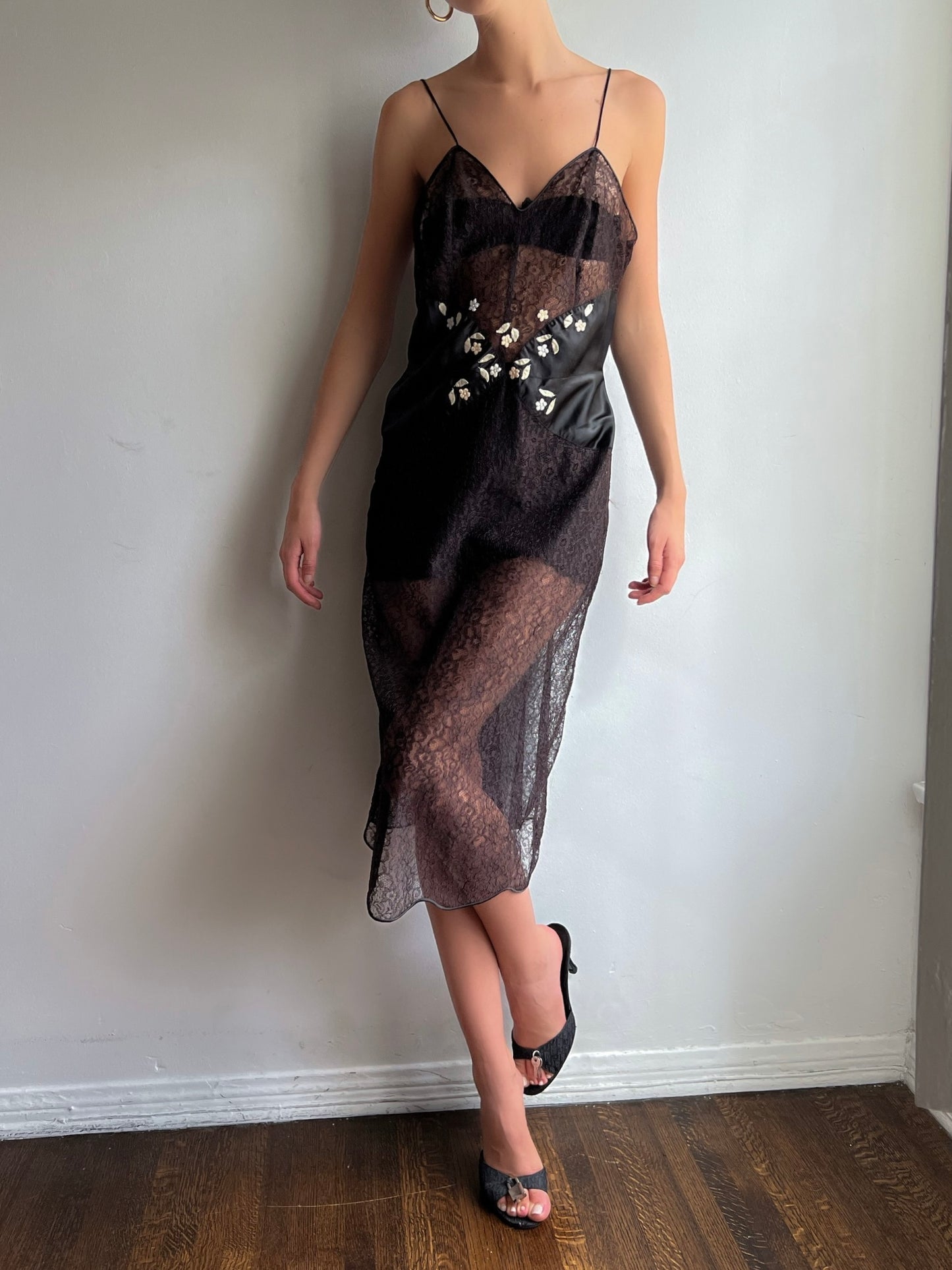 1950s Midnight Lace Dress (S/M)