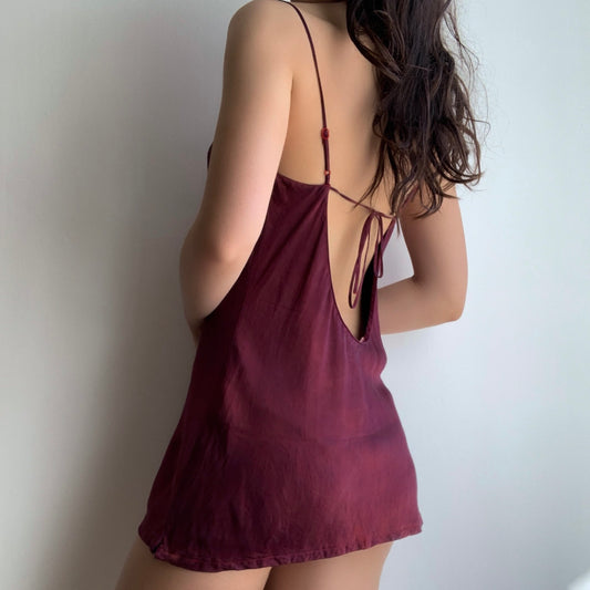 Maroon Tie Dye Silk Slip (S)