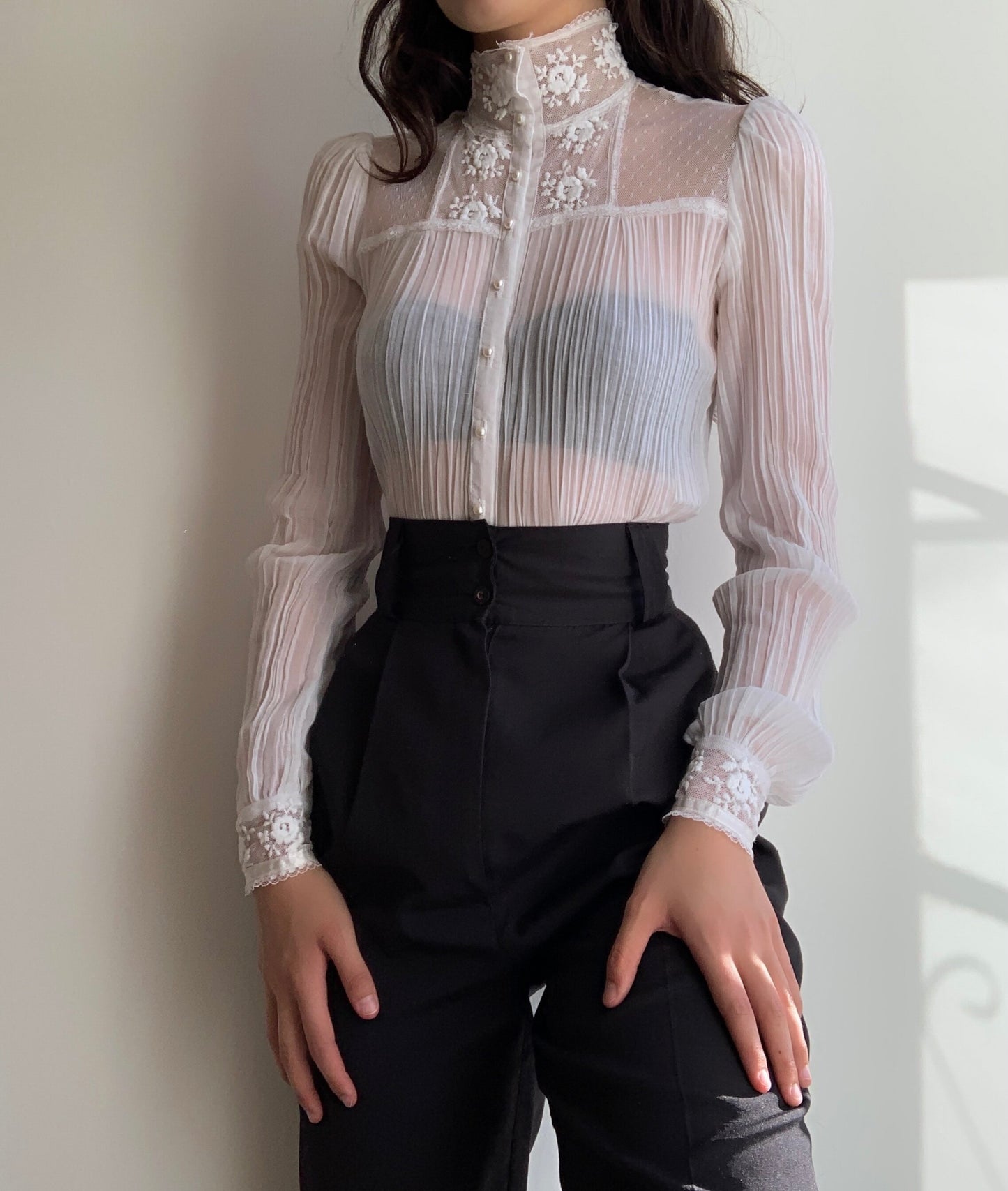 Pleated Rose Princess Blouse (XS/S)
