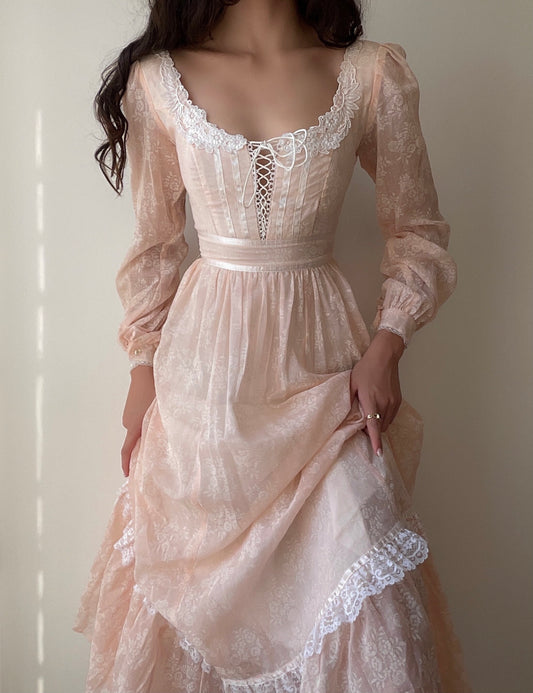 Gunne Sax Pink Petal  Gown (XXS/XS)