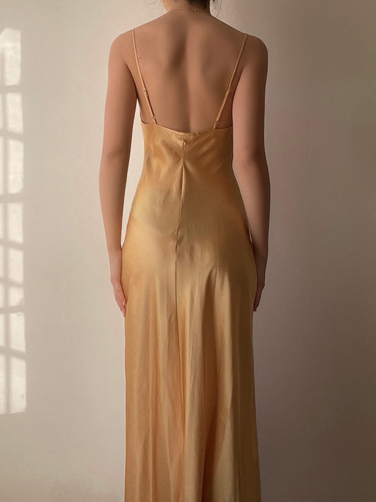 Golden Satin Gown (XS/S)